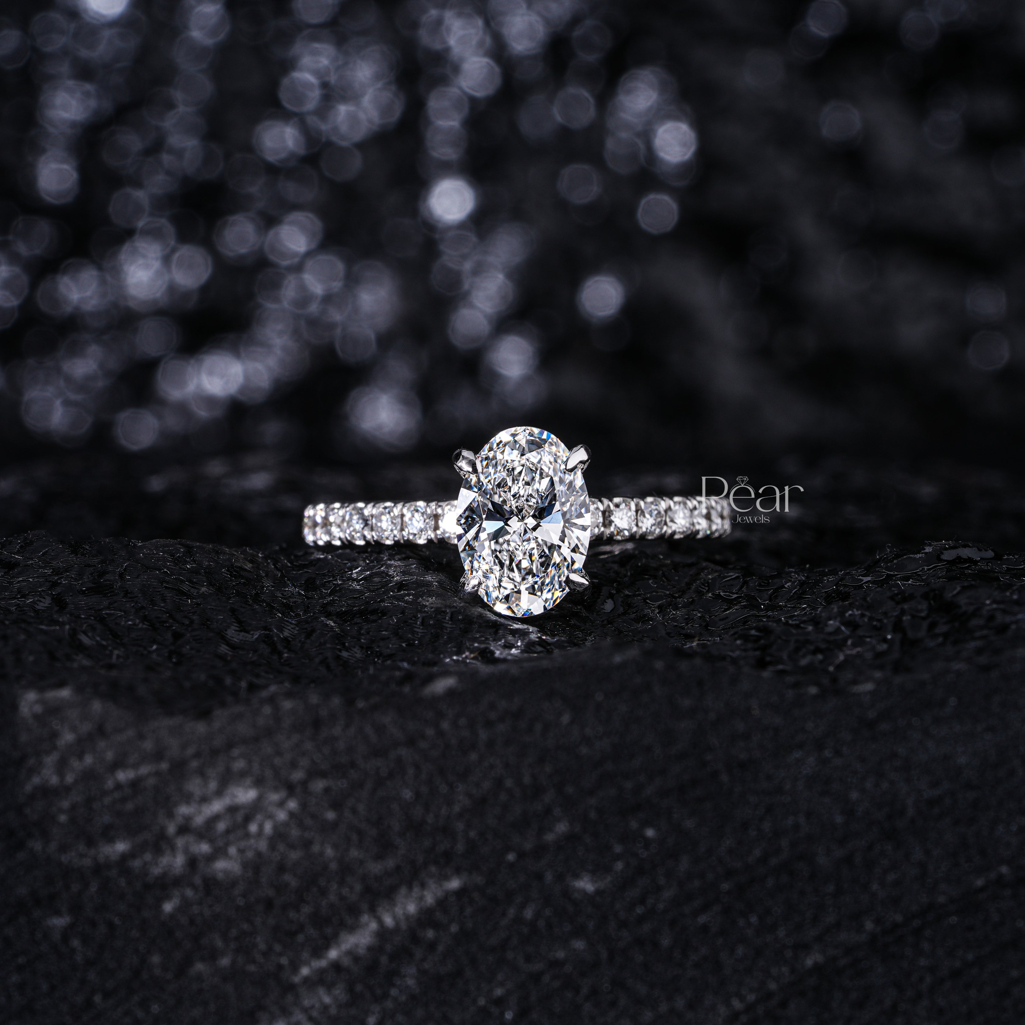 1.5Ct Oval Labgrown Diamond Engagement Ring - Pear Jewels